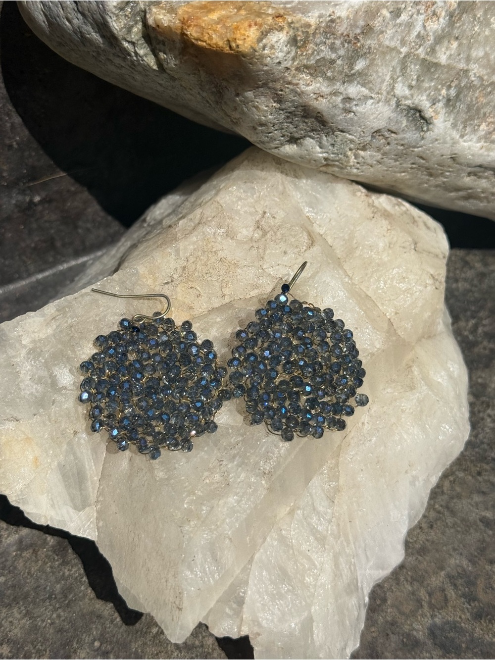 Blue Crystal Cluster Drop Earrings - Women Jewelry